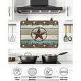 thumbnail image 5 of Stove Top Covers for Electric Stove 31x24 Inches, West Texas Star Rustic Heat Insulation Fireproof Glass Cooktop Protector, Farmhouse Teal Green Wood Plank Countertop Stovetop Cover for Kitchen, 5 of 8
