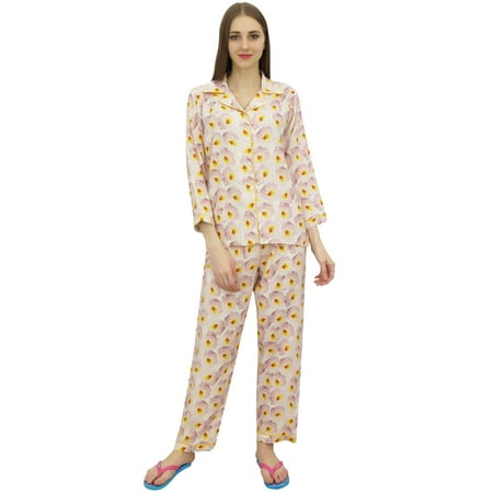 

Bimba Women s Off-White Printed Pajama Pant Shirt Set Full Sleeve Nightwear-16