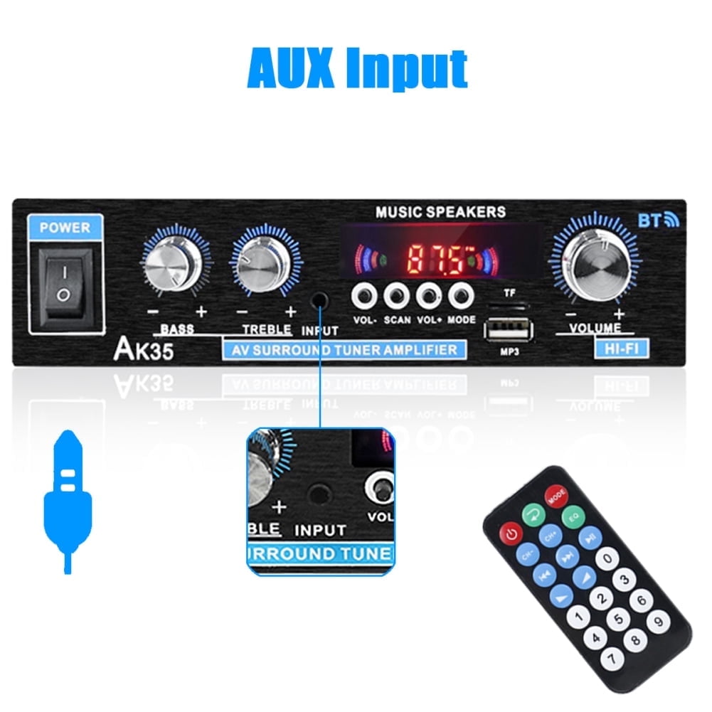 Bluetooth Digital Amplifiers Audio Stereo Receiver,AK35 200W Home 110-240V Bluetooth Bass Audio Power compatible Amplifier, Hifi FM USB Auto Music Subwoofer Speakers Audio Amplifier Receiver