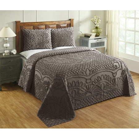 Better Trends 2 Piece Bedspread Set 100% Chenille Twin Bedding Set Soft and Breathable Machine Washable (Cocoa) Trevor Collection