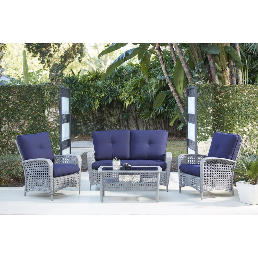 Cosco Outdoor Living Lakewood Ranch 4 Piece Wicker Conversation Set