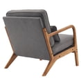thumbnail image 5 of Mid-Century Modern Accent Chair with Oak Armrests, Upholstered Single Lounge Chair with Solid Wood Frame for Living Room, Bedroom, Office, Dark Grey Fabric Armchair, 5 of 10