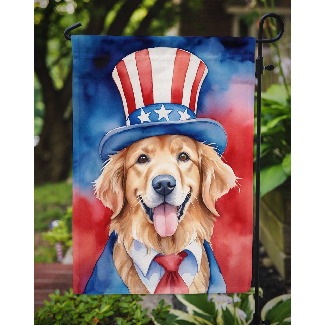 Golden Retriever Patriotic Garden Flag 11.25 in x 15.5 in