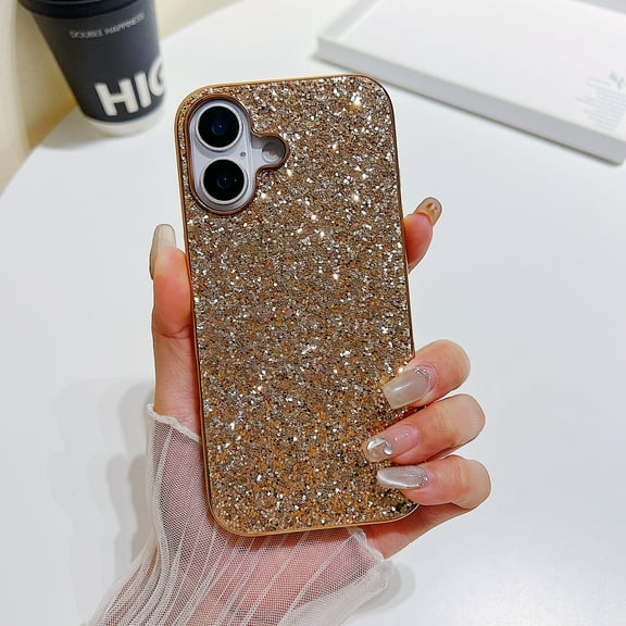 Dteck Case for iPhone 17 ,Shockproof Glitter Case Bling Sparkly Soft TPU and PC Silicone Shiny Girl Women Thin Protective Cover for iPhone 17,Rosegold