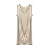aidice Pajamas Dresses for Women Loungewear V Neck Sleeveless Ruffle Loose Comfy Soft Night Dresses