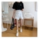 thumbnail image 4 of Ruched Ruffle Mini Skirt High Waist A Line Soft Fashion Elegant Short Ruffle Ruched Bodycon Skirts White M, 4 of 14