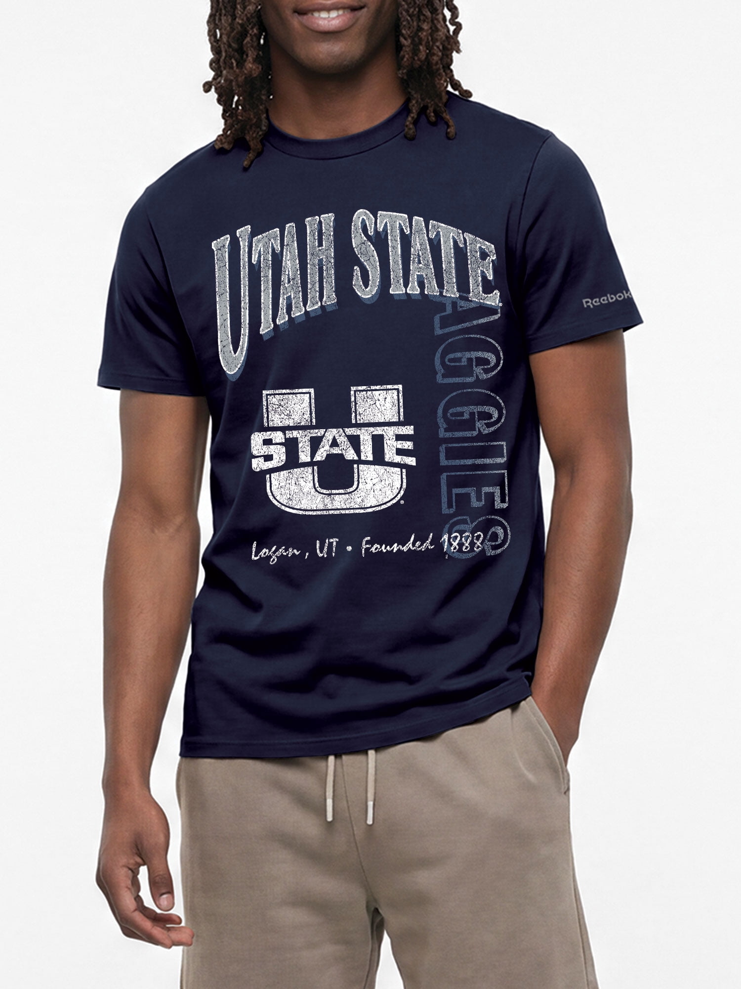 Utah State Aggies Reebok Mens Crew Neck Short Sleeve T-Shirt