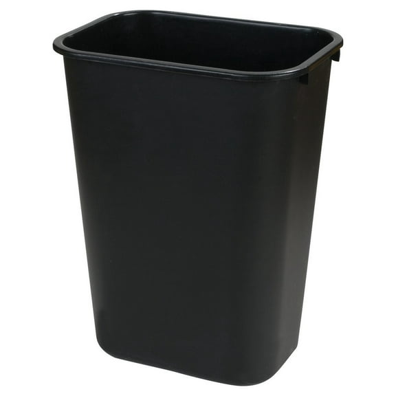 34294103 Plastic Deskside Wastebasket, 41 Quart, Black 1 Pack