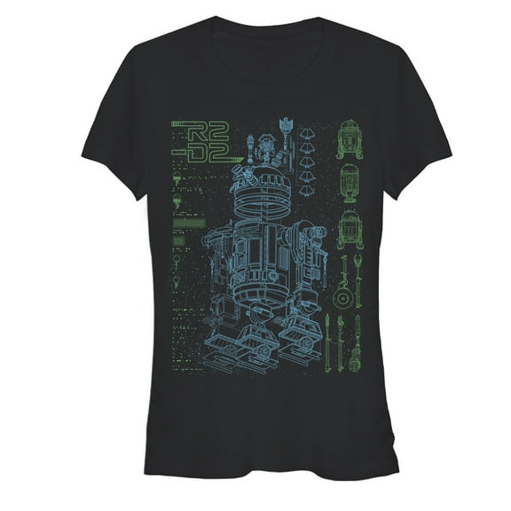 Junior's Star Wars Inside R2-D2  Graphic Tee Black 2X Large