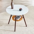 Informal Table Service 31.5-inch diameter circular dining table, black MDF vacuum formed ...