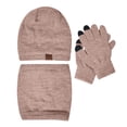 thumbnail image 4 of Unisex Soft Knit Plush Hat Scarf Gloves Set Winter Warm Ear Bib Winter Set for Seniors Easy On Off Knit Cap Scarf Gloves Soft Gentle on Skin Scarf a Hat Gloves, 4 of 5