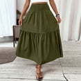 thumbnail image 7 of Yucgh Women's Pleated A-line Midi Skirt with Elastic Waist, Solid Casual A Line Skirt with Pocket, Flowy Summer Skirts,Army Green,XL, 7 of 7