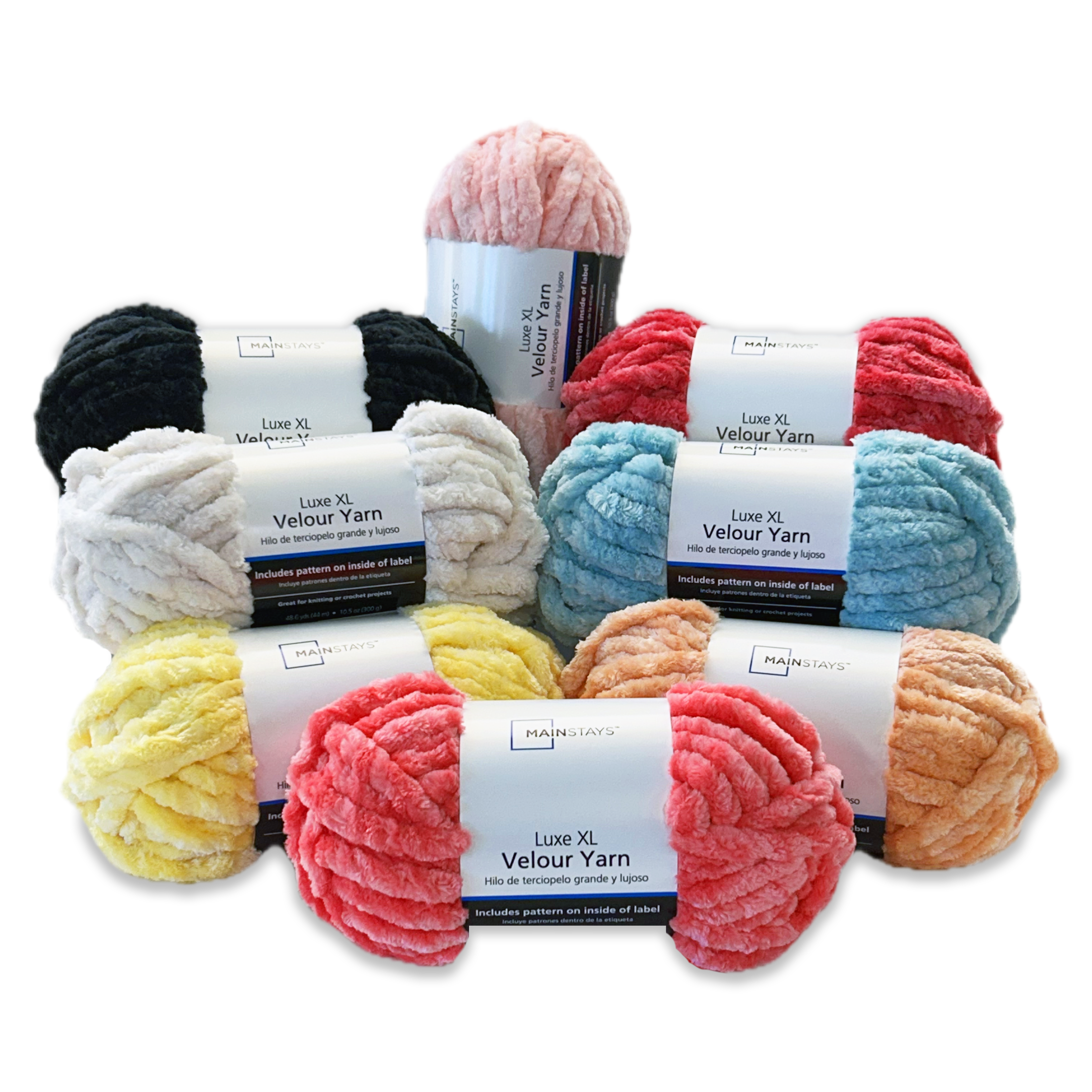 Mainstays Luxe XL Velour Yarn, 48.6 yd, Ocean Blue, 100% Polyester, Super Bulky, Pack of 2