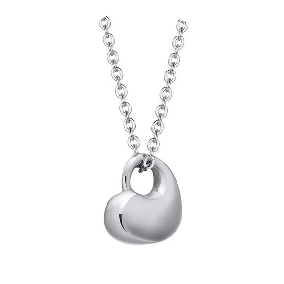 PAURO Women's Stainless Steel Heart Locket Necklace for Ashes Urn Memorial Pendant Jewelry Silver