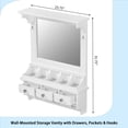 thumbnail image 6 of Floating Makeup Vanity with Big Mirror, Wall-Mounted Storage Vanity with Drawers, Pockets & Hooks, Space-Saving Decorative Home Organizer for Small Space, White, 6 of 13