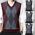 thumbnail image 5 of Men Sweater Vest Knitted Tank Top V Neck Sleeveless Pullover Casual Plaid Top, 5 of 11