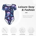 thumbnail image 4 of Pofeuu Blue Skull Crystal Print Short Sleeve Body Suits Women Round Neck Bodysuits for Women Onesie Adult Set Body Suit-XX-Large, 4 of 7