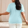 thumbnail image 4 of Tops de Color Sólido para las Mujeres, Manga Corta Cuello Redondo Suéter Blusa de Moda para el Hogar Y el Uso Diario, 4 of 9