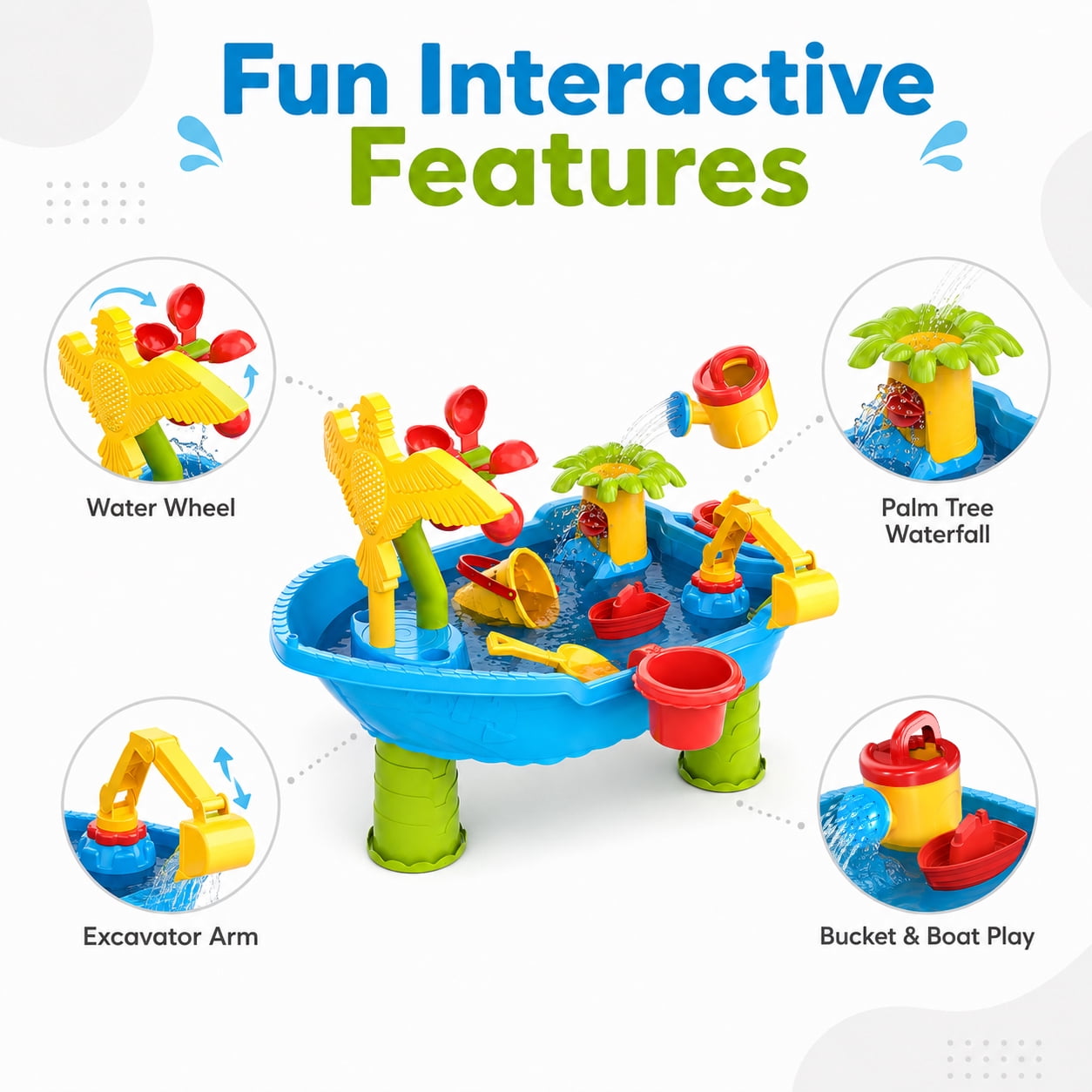 Lucky Doug Water Table for Toddlers Ages 18m+, Kids Outdoor Play Toys - Water Table