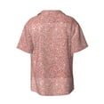 thumbnail image 2 of Vsdgher Rose Gold Pink Glitter Print Men's Wrinkle Free Untucked Cuban Shirt Business Casual Button Down Shirts Short Sleeve Shirt, 2 of 7