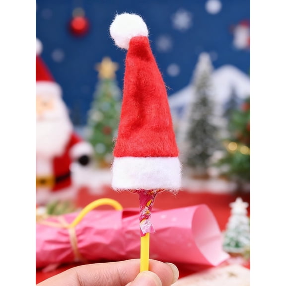48 Pcs Mini Christmas Hats, 1.6 X 2.8 In Holiday Lollipop Candy Party Supplies, Classic Red White Small Hat, Versatile Decor For DIY Crafts