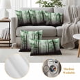 thumbnail image 6 of Teal Forest Outdoor Waterproof Pillow Covers, Vintage Foggy Woods Tree Mysterious Decorative Square Throw Pillowcase Sofa Cushion Sham for Patio/Couch/Chair, 24"x24" 2 Pack, 6 of 8