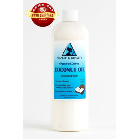 COCONUT OIL 92 DEGREE ORGANIC CARRIER REFINED COLD PRESSED 100% PURE 16 OZ