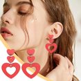 thumbnail image 2 of RyanK Valentine'S Day Gifts Valentine'S Day Decorations Valentine's Day Gift Wooden Earrings Retro Hollowed Out Heart Shaped Earrings Lightweight Women's Jewelry, 2 of 6