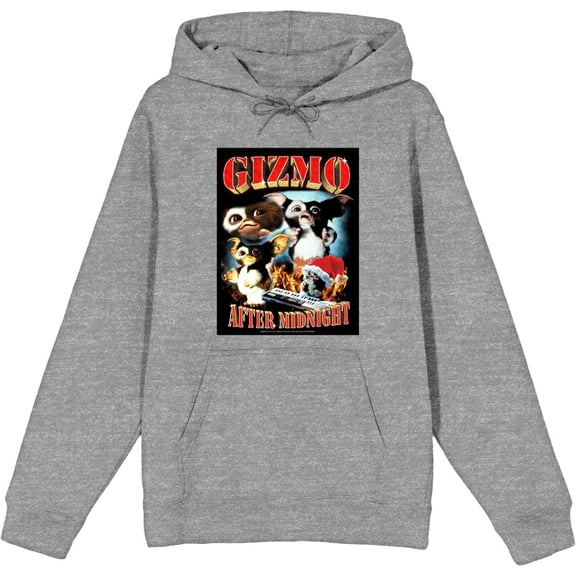 Gremlins Monsters & Logo Adult Heather Gray Long Sleeve Hoodie-Medium