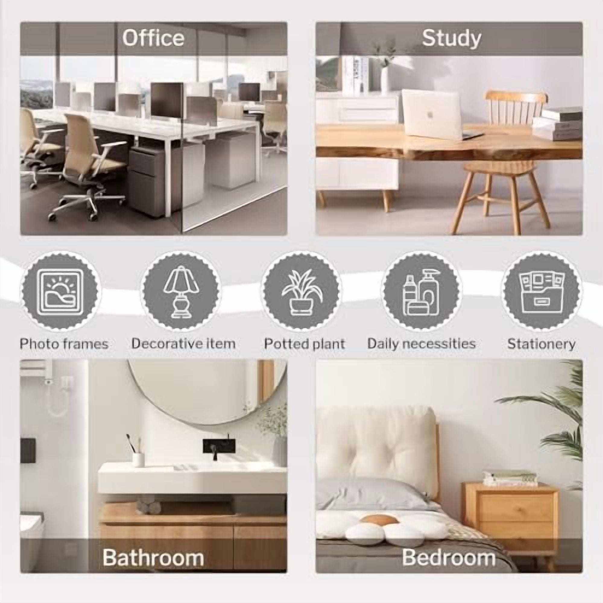 Desktop Organizer Office Storage Rack Adjustable Wood Display Shelf, White, 5 Units, 16"L x 15.8"H x 6.8"W
