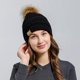 thumbnail image 3 of Gorro de punto cálido para otoño e invierno, gorro de ganchillo Unisex con pompón encantador coreano (negro) Likrtyny Para estrenar, 3 of 5