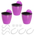 thumbnail image 1 of Unique Bargains 4 Inch Self Watering Plant Pot Hanging Planters with S Hooks, Purple 3 Pack, 1 of 7