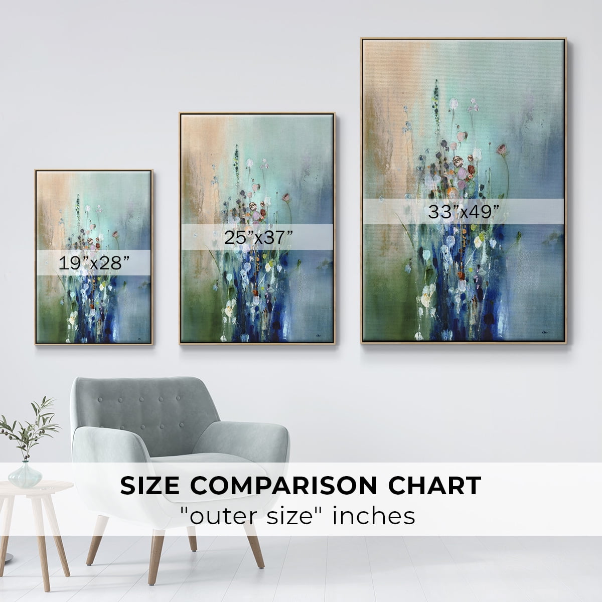 Current Air II Framed Premium Gallery Wrapped Canvas - Ready to Hang - 27 x 41 - Natural Wood Floating Frame