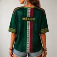 thumbnail image 5 of Mexico 2026 Soccer Cup Fan Jersey for Women, V-Neck Short Sleeve T-Shirt with Flag Color & Soccer Graphic Print, Breathable Casual Sports Tee Pullover Top, 1 PC Green S, 5 of 5