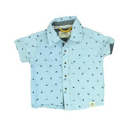

Pre-owned Free Planet Boys Blue Button Down Short Sleeve size: 12 Months