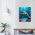 thumbnail image 3 of Awypu  Canvas Wall Art for Living Room family Wall decor for Bedroom Bathroom Wall Decoration blue Ocean Sea Turtle Paintings Modern shark Pictures Artwork office Ready to Hang, 3 of 4