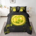 thumbnail image 2 of Twin Comforter Set - Lightening Football 7 Pieces Reversible ComfortersTheme Twin Size Bed Set Geometric Plaid Bed in a Bag with Comforter, Sheets, Pillowcases & Shams, 2 of 5