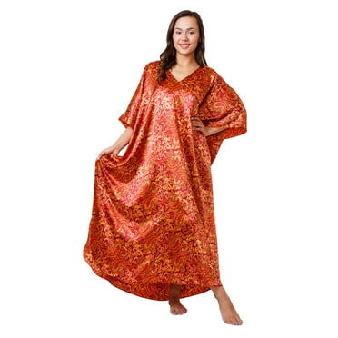 Up2date Fashion's Women's Caftan / Kaftan, Burgundy Paisley Print, Style Caf-68BG