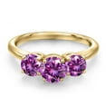 thumbnail image 3 of Gem Stone King 18K Yellow Gold Plated Silver Fancy Purple Zirconia Engagement Ring for Women | 1.76 Cttw | Round 6MM | Gemstone Birthstone | Size 8, 3 of 6