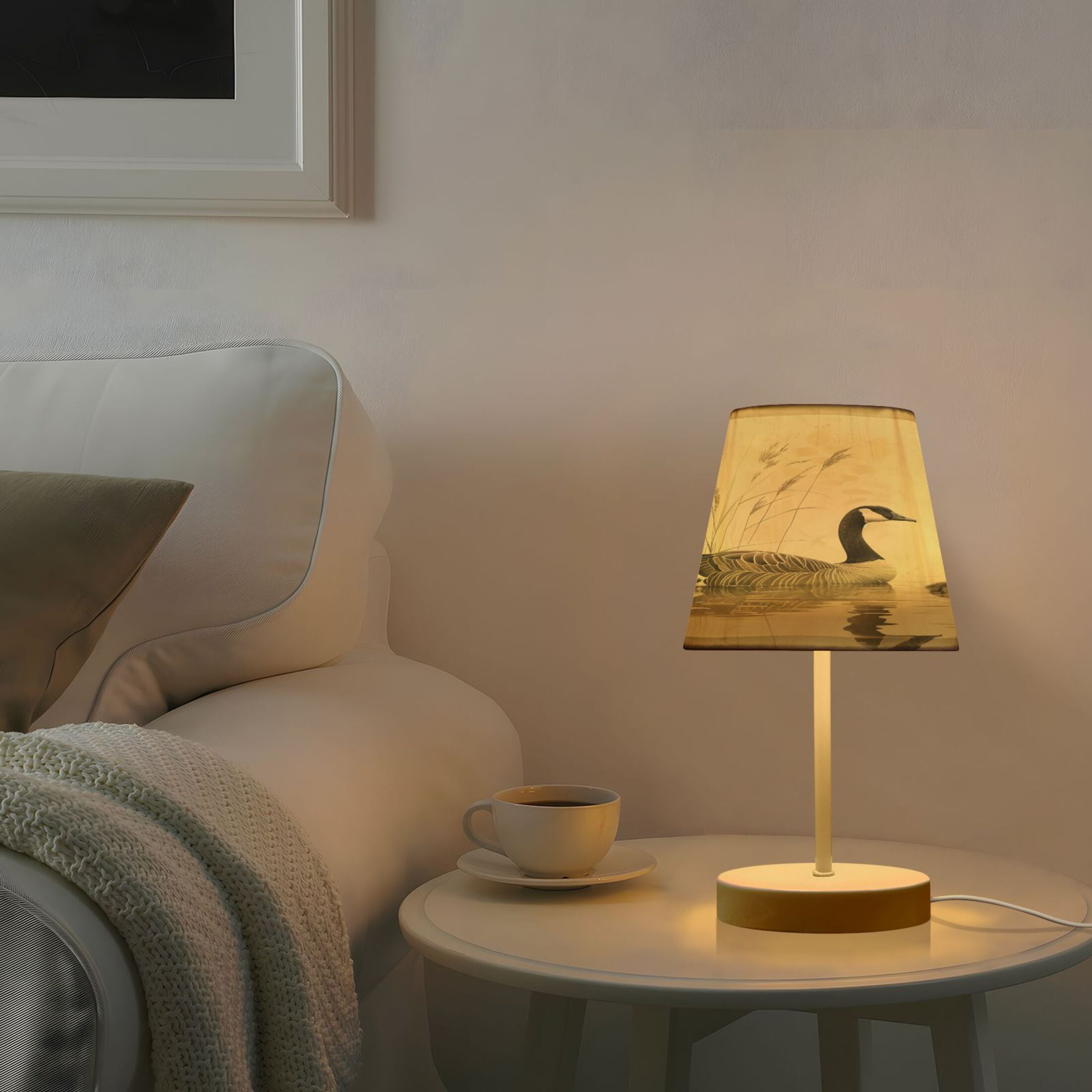 LED Desk Lamp Elegant Goose with Goslings Swimming Table Nightstand Lamps with 3 Color Temperatures for Home Bedroom Living Room Decor 6x11