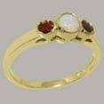 thumbnail image 3 of LBG British Made Solid 14k Yellow Gold ring with Natural Opal & Garnet Womens Engagement Ring - 33 size options - Size 9.75, 3 of 7