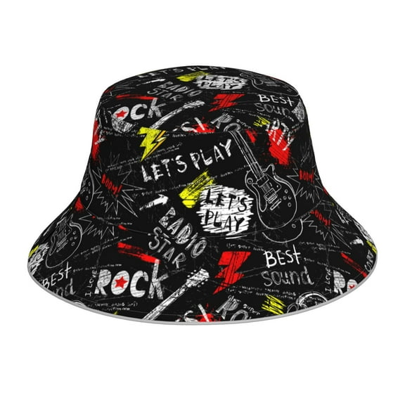 PAYOHTO Music Rock Bucket Hats for Women Men, Beach Summer Outdoor Fisherman Hat for Boy Girl
