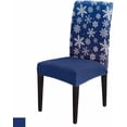 thumbnail image 4 of Chair Covers for Dining Room Set of 8,Christmas Snowflake Stretch Seat Protector Removable Washable Chairs Slipcovers for Kitchen Banquet Wedding Hotel,Winter Snowfall on Sage Green, 4 of 6