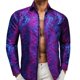 thumbnail image 3 of Camisa YOHOWA para hombre, cachemir, floral, seda, negocios, morado y azul, 3 of 6