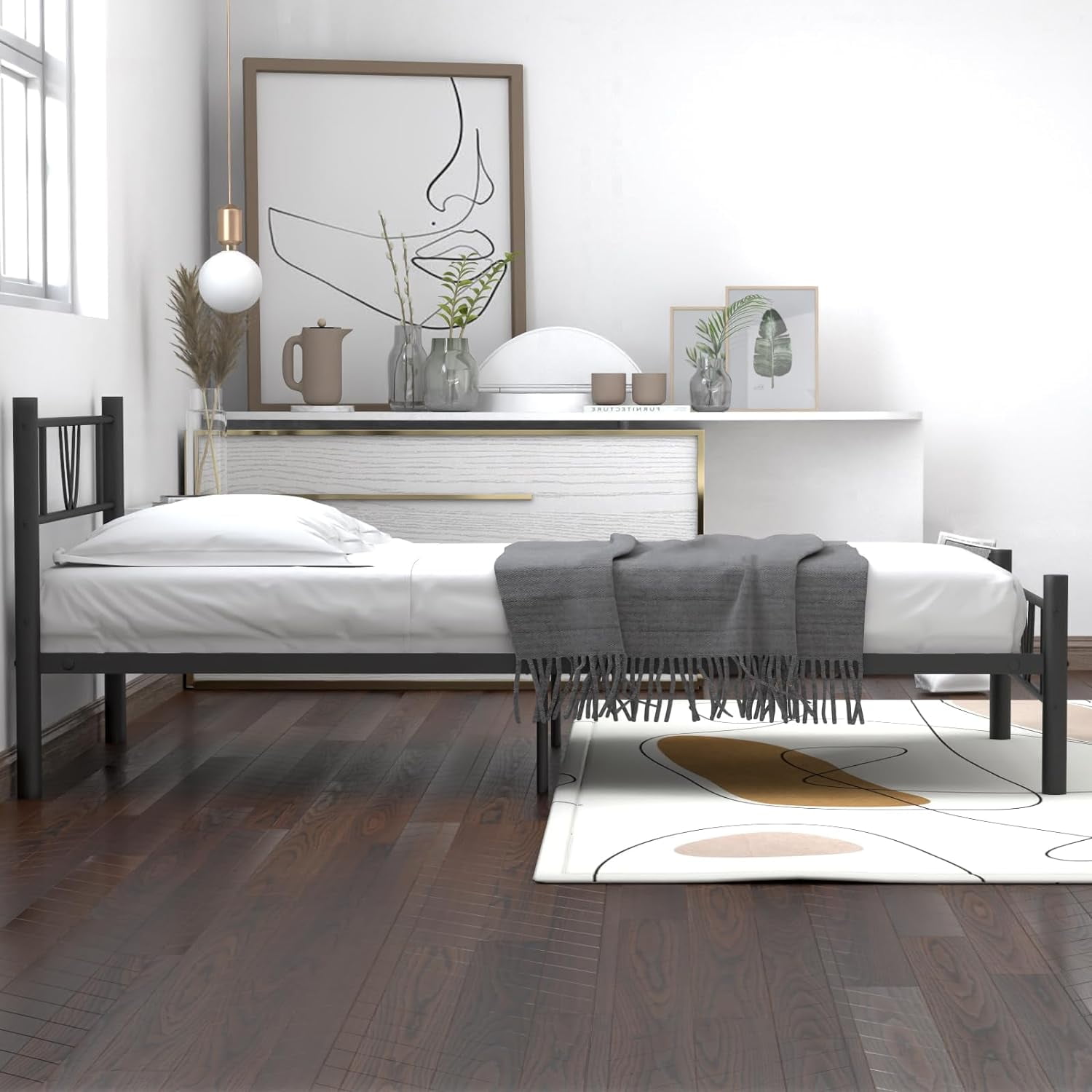 Twin Size Bed Frame, 11.2" Height Classic Metal Bed Frame with Under Bed Storage/No Box Spring Needed,Black
