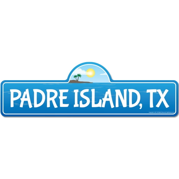 Padre Island TX Texas Beach Street Sign | Indoor/Outdoor | Surfer Ocean Lover Décor For Beach House Garages Living Rooms Bedroom | Signmission Personalized Gift