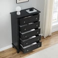 thumbnail image 6 of KATIDAP Dresser for Bedroom with 5 Drawers, Wood Tall Dresser Drawers for Hallway, Living Room,Black, 6 of 8