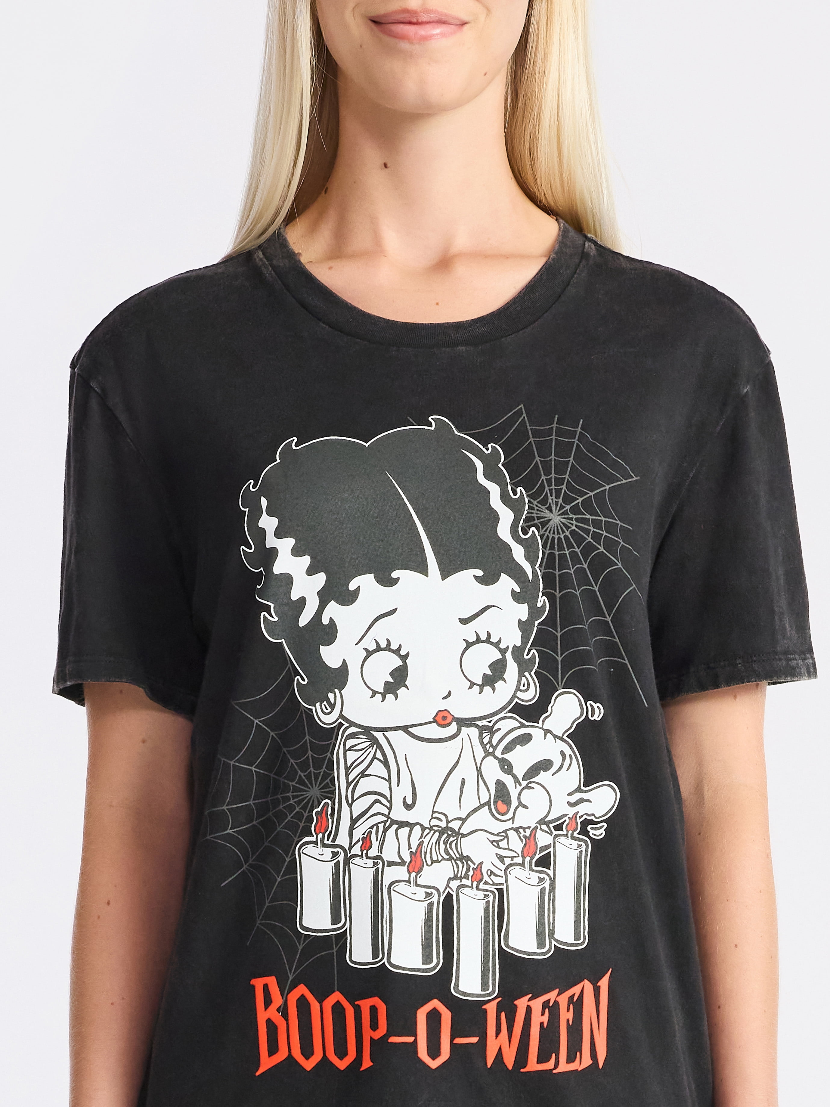 Betty Boop Women's Graphic Print Washed Tee with Short Sleeves, Sizes XXS-XXL