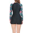 thumbnail image 5 of Womens Boyshort One Piece Rashguard Padded Swimsuit UPF 50 Back Zipper Surf Wetsuit Long Sleeve Bathing Suits Rash Guard Swimwear, 5 of 6