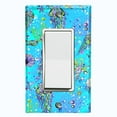 thumbnail image 1 of Metal Light Switch Wall Plate Outlet Cover (Jellyfish Sea Snail Starfish Teal Glitter Reef Bubbles - Single Rocker), 1 of 2